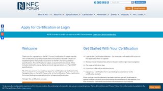 Apply for Certification or Login - NFC Forum | NFC Forum