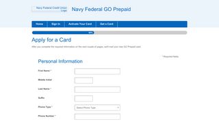 Navy Federal GO Prepaid - Apply for a Card