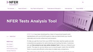 NFER Tests Analysis Tool - NFER