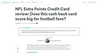 NFL Extra Points Credit Card review | Credit Karma