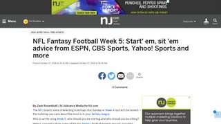 NFL Fantasy Football Week 5: Start' em, sit 'em advice from ESPN ...