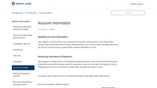 Account Information – NFL Digital Care
