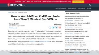 How to Watch NFL on Kodi Free Live in Less Than 5 Minutes - Best VPN