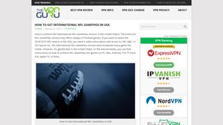 How to Get International NFL GamePass in USA - The VPN Guru