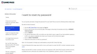 I want to reset my password – NFL Game Pass