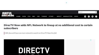 DirecTV Now adds NFL Network to lineup at no additional cost to ...