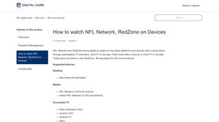 How to watch NFL Network, RedZone on Devices – NFL Digital Care