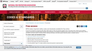 Free access NFPA codes and standards