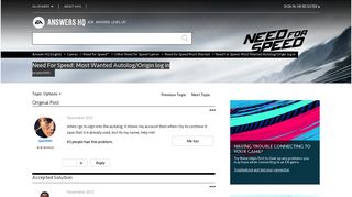 Solved: Need For Speed: Most Wanted Autolog/Origin log in ...