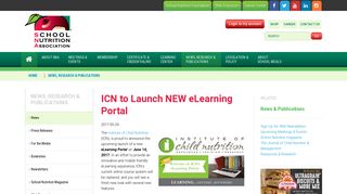ICN to Launch NEW eLearning Portal - School Nutrition Association