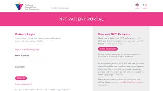 Login - NFT Application - NFT Patient Portal