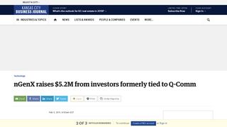 nGenX raises $5.2M from investors formerly tied to Q-Comm - Kansas ...