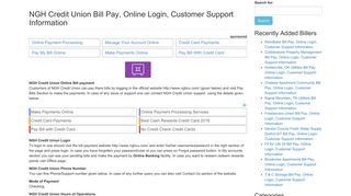 NGH Credit Union Bill Pay, Online Login, Customer Support Information