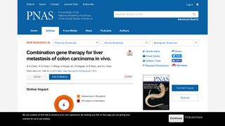 Combination gene therapy for liver metastasis of colon carcinoma in ...