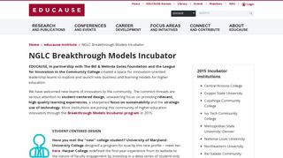 NGLC Breakthrough Models Incubator | EDUCAUSE