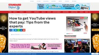 How to get YouTube views that pay: Tips from the experts : The Standard