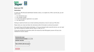 Login Page - Reset your PIN - NGS Super - SuperFacts.com