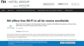 NH offers free WI-FI in all its rooms wordlwide | nh-hotels.com