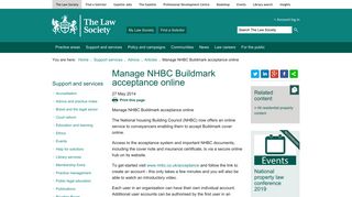 Manage NHBC Buildmark acceptance online - The Law Society
