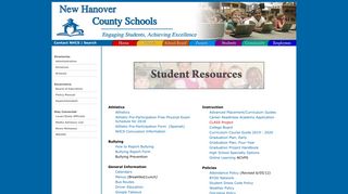 NHCS - Quick Links for Students - New Hanover County Schools