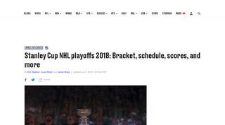 Stanley Cup NHL playoffs 2018: Bracket, schedule, scores, and more ...