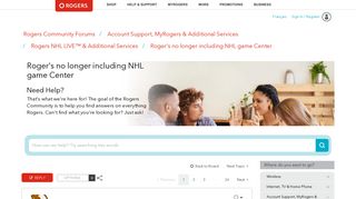 Roger's no longer including NHL game Center - Rogers Community