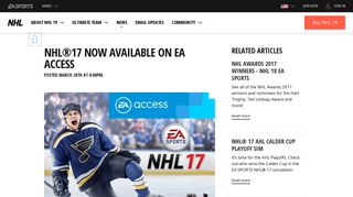 NHL®17 Now Available on EA Access - EA Sports