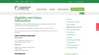 Eligibility and Claims Information - Providers - Neighborhood Health ...