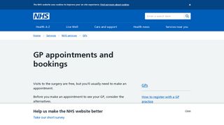 GP appointments and bookings - NHS