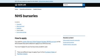 NHS bursaries: How to apply - GOV.UK
