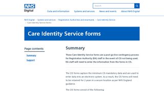 Care Identity Service forms - NHS Digital