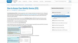 How to Access Care Identity Service (CIS) - NECS Knowledge Base