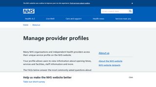 Manage provider profiles - NHS