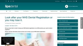 Look after your NHS Dental Registration or you may lose it. - SpaDental