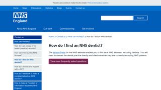 NHS England » How do I find an NHS dentist?