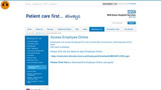 Access Employee Online - Mid Essex Hospital Services NHS Trust