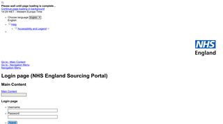 Login page (NHS England Sourcing Portal)