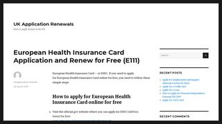 European Health Insurance Card Application and Renew EHIC Free ...