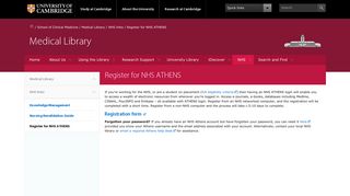 Register for NHS ATHENS - Medical Library