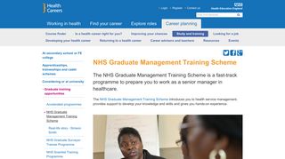 NHS Graduate Management Training Scheme | Health Careers