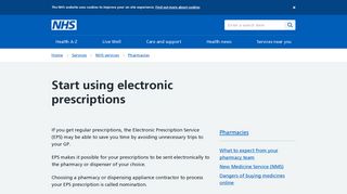 Start using electronic prescriptions - NHS