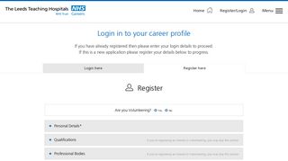 Login/Register - LTHT Careers - Leeds Teaching Hospitals NHS Trust
