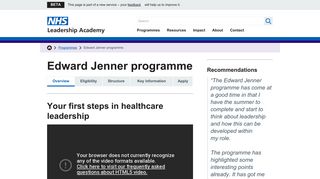The Edward Jenner programme -NHS leadership Academy