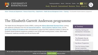 The Elizabeth Garrett Anderson programme - University of Birmingham