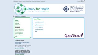 NHS Wales e-library for health | OpenAthens - Health in Wales