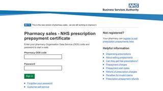 Pharmacy sales - NHS prescription prepayment certificate