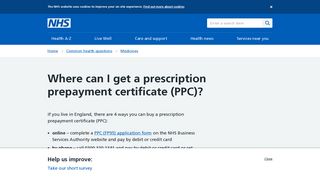 Where can I get a prescription prepayment certificate (PPC)? - NHS