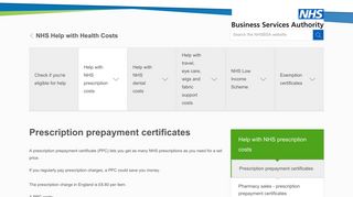 Prescription prepayment certificates | NHSBSA