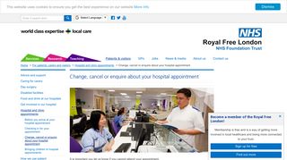 Change, cancel or enquire about your hospital appointment | Hospital ...