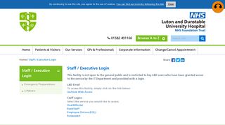 Staff / Executive Login - Luton Dunstable University Hospital